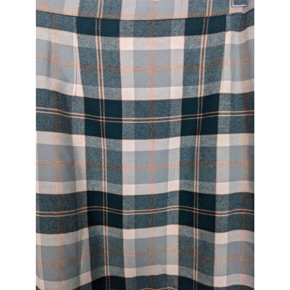 Vintage Border Glen Plaid Long Maxi Skirt Kilt Green White Wool Blend Made in UK - Picture 10 of 11
